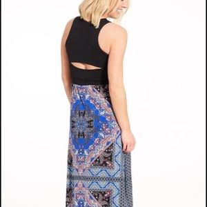 Braeve Blue multicolored Cutout Maxi Dress